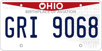 OH license plate GRI9068