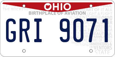 OH license plate GRI9071