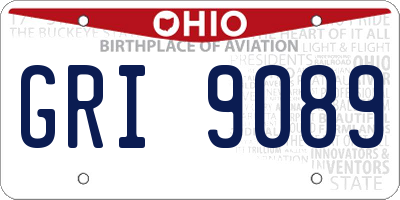 OH license plate GRI9089