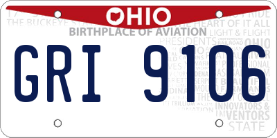 OH license plate GRI9106