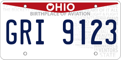 OH license plate GRI9123