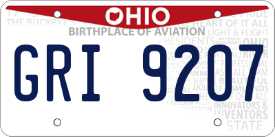 OH license plate GRI9207