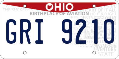 OH license plate GRI9210