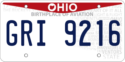 OH license plate GRI9216