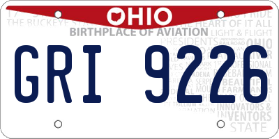 OH license plate GRI9226
