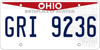 OH license plate GRI9236