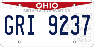 OH license plate GRI9237