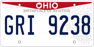 OH license plate GRI9238