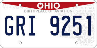 OH license plate GRI9251