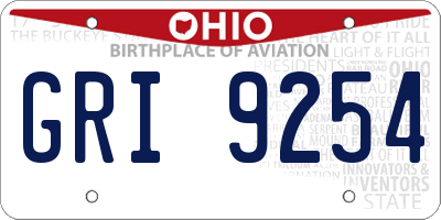 OH license plate GRI9254
