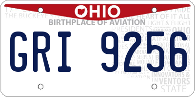 OH license plate GRI9256