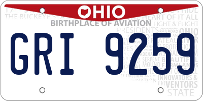 OH license plate GRI9259