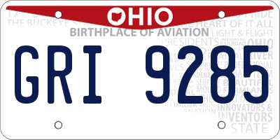 OH license plate GRI9285