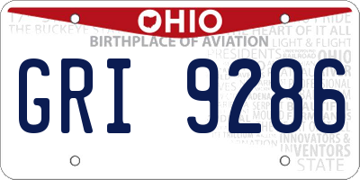 OH license plate GRI9286