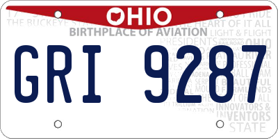 OH license plate GRI9287