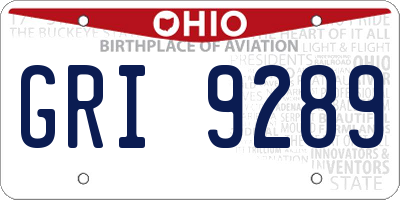 OH license plate GRI9289