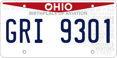 OH license plate GRI9301