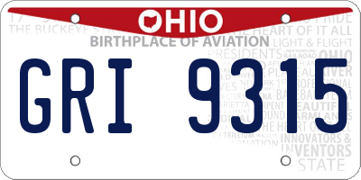 OH license plate GRI9315