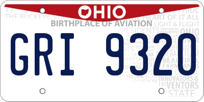 OH license plate GRI9320
