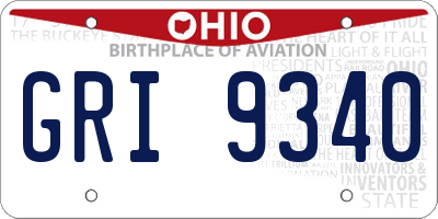 OH license plate GRI9340