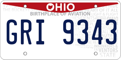 OH license plate GRI9343