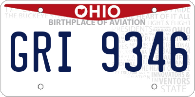 OH license plate GRI9346
