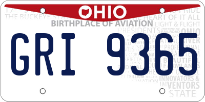 OH license plate GRI9365