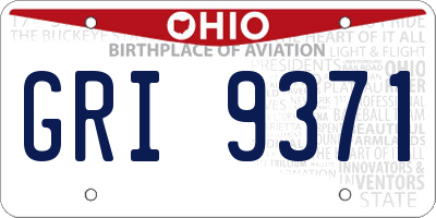 OH license plate GRI9371