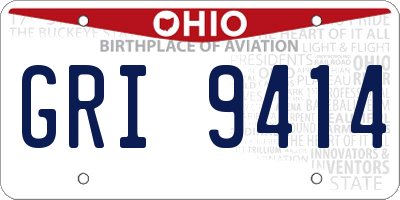 OH license plate GRI9414