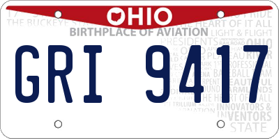 OH license plate GRI9417
