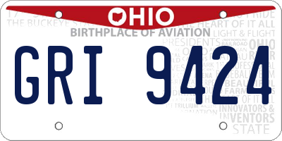 OH license plate GRI9424