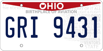 OH license plate GRI9431