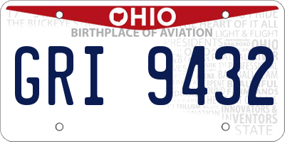 OH license plate GRI9432