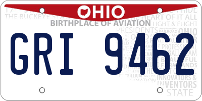 OH license plate GRI9462