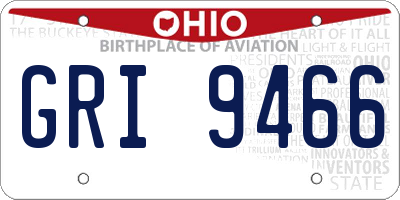 OH license plate GRI9466