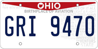 OH license plate GRI9470