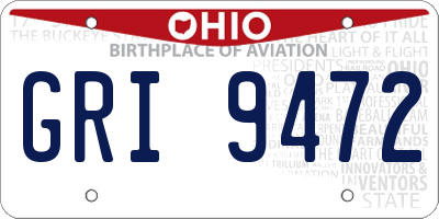 OH license plate GRI9472