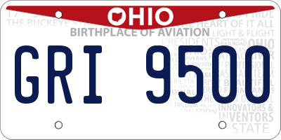 OH license plate GRI9500