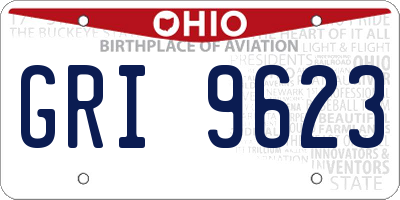 OH license plate GRI9623