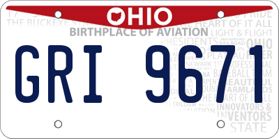 OH license plate GRI9671
