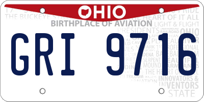 OH license plate GRI9716