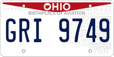 OH license plate GRI9749