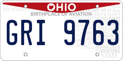 OH license plate GRI9763