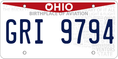 OH license plate GRI9794