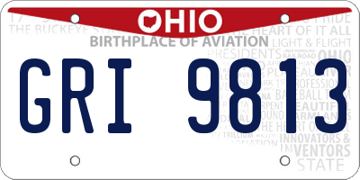 OH license plate GRI9813