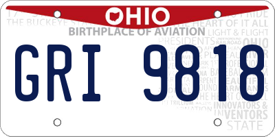OH license plate GRI9818