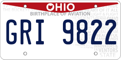 OH license plate GRI9822