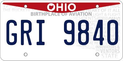 OH license plate GRI9840