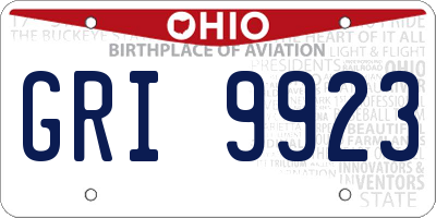 OH license plate GRI9923