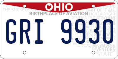 OH license plate GRI9930